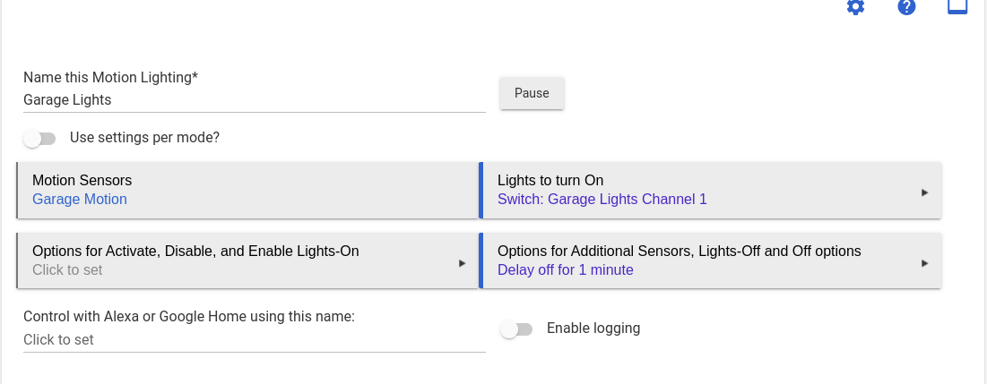 Garage Light Program