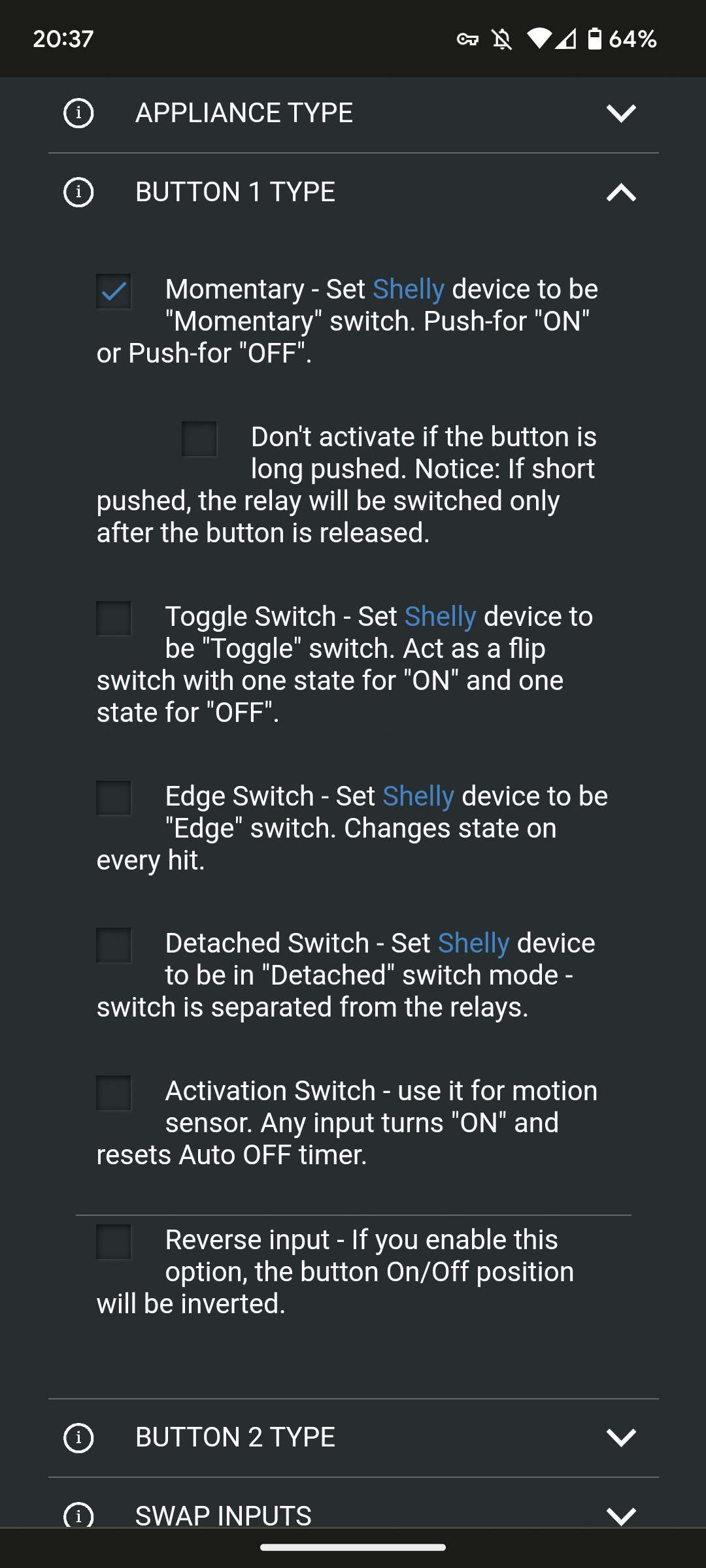 Button Type - Momentary